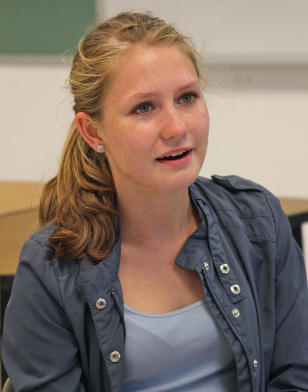 Senior Emma Wynne is one of the soccer team's captains this year. Her goal is to "work a little bit more on offense," she says, and she's "looking forward to being a senior, being a captain ... and being a leader." BY JAIME REBHAN