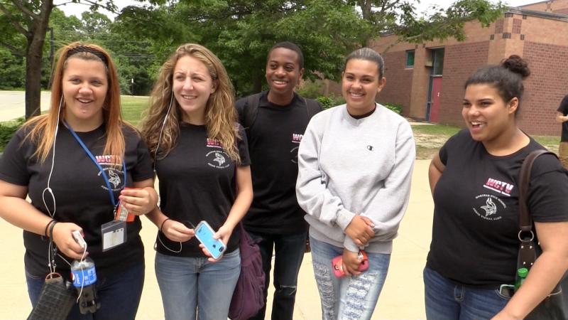 From left to right: Wareham sophomores Torianna Bunting, Mariah Whitney, Marcus Bennett, Brianna Tavares, Alyssa Santos attended the M.O.V.E awards. COURTESY WAREHAM PUBLIC SCHOOLS