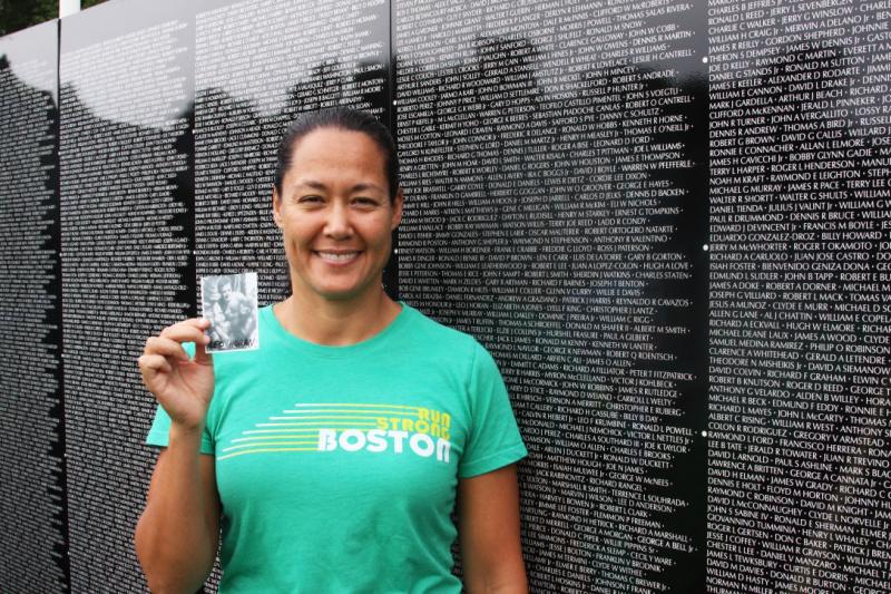 Jill Robertson of Wareham brought a photo of her grandfather, who was killed in action in the Vietnam War. BY LYDIA GOERNER