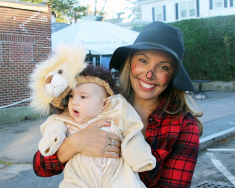 Taylor Rose-Lopes and her son Greyson, part of the Wareham Police Association, show off their costumes Tuesday afternoon. BY LYDIA GOERNER