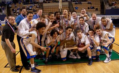 The Wareham boys basketball team brought home the title of state champions for the first time in the town's history when they defeated New Leadership Charter School of Springfield in March. The Vikings dominated the court at the DCU Center in Worchester winning by a score of 80-57. "It still feels good," Coach Kevin Brogiolli said about the historic win. All five former Vikings starters continue to play. Darren Grey is now playing ball at Bristol Community College, while Pat Murphy and Jordan Rezendes remain teammates at Dean College. Ryan Pina is staying on his game at Bridgewater State University and Jules Tavares is now a starter at New Bedford High School during his senior year. BY ANDREW W. GRIFFITH
