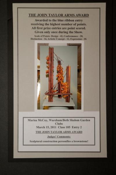 Marisa McCoy, of the Wareham/Beth Shalom Garden Clubs, took home a blue ribbon, as well as the Jeanne-Marie Parkes Creativity Award and the John Taylor Arms Award for this pictured submission. BY ANDREW W. GRIFFITH