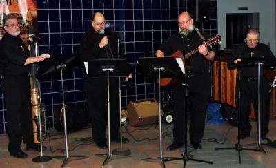 The Gloryland Parson band performs at the third annual Arts Fair held at Wareham High School on Thursday. Members from left to right: David Hammett, Pilgrim United Church or Christ in New Bedford, Pastor Don Bliss, the East Freetown Congregational Christian Church in East Freetown, David Milam, Church of Our Savior in Middleboro, and Rev. Bill Comeau of the United Church of Assonet in Assonet. BY MATT CAMARA