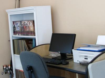 The resource area is equipped with a computer, reference books, and other materials purchased by the Friends of the Wareham Free Library. BY PATRICK LESTER
