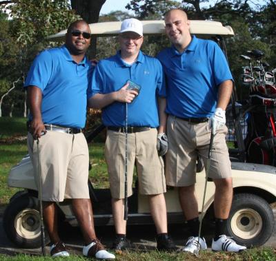 This team of two paramedics and a firefighter were especially serious about the tournament: They established a team uniform! From left: Onset firefighter Sam Rivera and Wareham EMS paramedics Joe Sullivan and Cole Pike. BY JAIME REBHAN