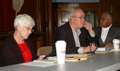 The Board of Selectmen / Sewer Commissioners, from left to right, Ellen Begley, Steve Holmes, and Chairman Walter Cruz. Also present from the board was Cara Winslow, Selectman Mike Schneider was not present. BY RISHI SIDHU