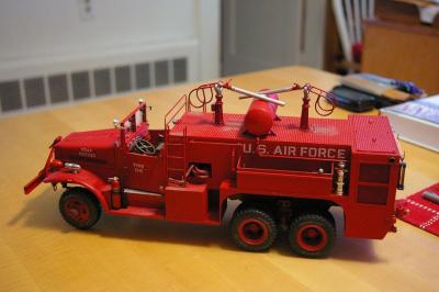 A model of a U.S. Air Force fire engine that containted water pumps used in the late 40s and early 50s to put out fires on Air Force bases. BY RISHI SIDHU