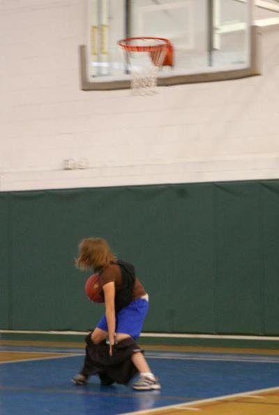 A Minot Forest 5th grader also discovers the difficulty of wearing clothes that are too big and trying to shoot a basketball into the hoop. BY RISHI SIDHU