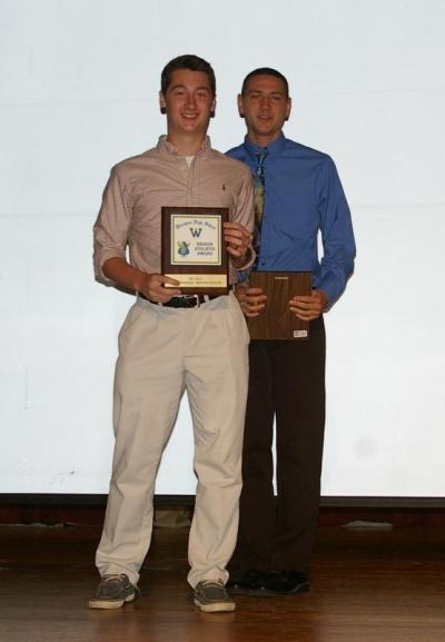 Soccer Captains Edward Colp (left) wins Honorable Mention and Nicholas Cleveland wins a South Cost Conference All Star award during the ceremonies. BY RISHI SIDHU