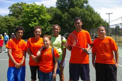 Staff from the Boys and Girls Club, all current or former Wareham High School students, help supervise the event. From left to right: Devonte Barbosa, Brianna Tavares, Imani Nieves, Ally Watkins, Derrick Guerrier, and Dana Fernandes. BY RISHI SIDHU
