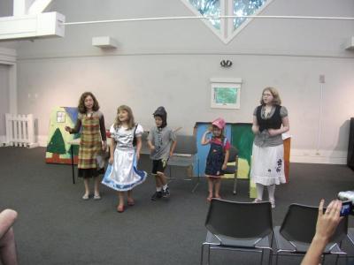 Members of the cast of the Goldie & the Three Bears children's play produced and directed by library volunteer Wendy Young. BY WAREHAM FREE LIBRARY