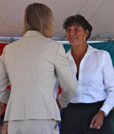 Jan Aarsheim of Marion, who rounded up donations of clothing and gift certificates, loaded them into her own plane, and flew to Indiana to provide relief to tornado victims earlier this year, was honored. BY JAIME REBHAN
