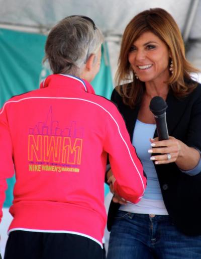 Joan Benoit Samuelson, seen here with Maria Stephanos of Fox 25, was honored for her Olympic accomplishments and dedication to helping others. BY JAIME REBHAN