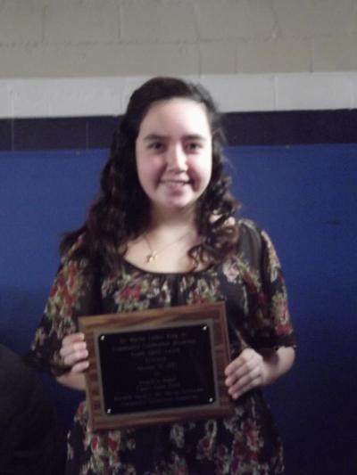 Angelica Baker of Upper Cape Cod Regional Technical School was honored for her volunteer work, and hopes to be the first person in her family to pursue a college education. BY CAITLIN RUSSELL