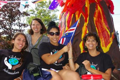 Members of Wareham High School's Global Education Team raised money for the Cape Verde trip at the Onset Cape Verdean Festival last summer. From left to right, senior Hailley Crete, Wendy St. Julien, a mother of one of the team members not pictured, junior Malange DePina, and Middle School Teacher and team member Wendy Brogioli. BY RISHI SIDHU