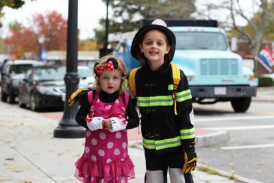 Juliette Noe, 3, and Riley Noe, 6, of Wareham, are Minnie Mouse and an Onset Fireman. BY NICK WALECKA