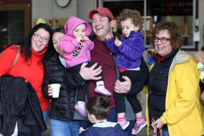 Members of the Griffin and Howland families at the Fire Station 1 in Wareham Sunday. BY NICK WALECKA