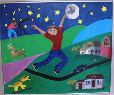 The left most part of the Decas mural representing achievement. The picture was originally meant to be a boy shooting a basketball hoop, eventually turning into the moon. BY ZARRIN TASNIM AHMED