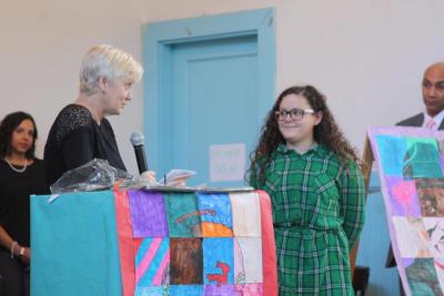 Riley Gomes waits to accept a Spirit Award for her work as a member of the Boys & Girls Club of Wareham. BY MATTHEW BERNAT