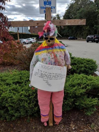 A scarecrow designed by Wareham Middle School’s student council celebrates a Mexican holiday known as the Day of the Dead. Photo by: Meghan Neely