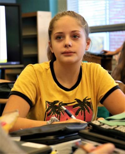 Ava Brogioli participates in the group discussion about the dangers of addiction. Photo by: Nadya Korytnikova