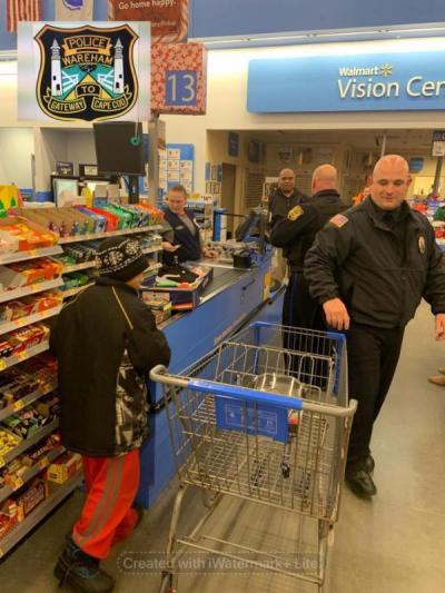 On Thursday, members of the Wareham Police Association escorted youngsters on their shopping excursions at Walmart where children chose gifts of their choice. Photo courtesy: Wareham Police Department.