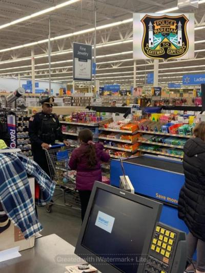 On Thursday, members of the Wareham Police Association escorted youngsters on their shopping excursions at Walmart where children chose gifts of their choice. Photo courtesy: Wareham Police Department.