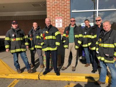 Wareham Firefighters Local 2810 hosted a Food Drive in from of Shaw’s Supermarket on Sunday to benefit the Turning Point Holiday Outreach Program. Photo courtesy: Turning Point of Wareham
