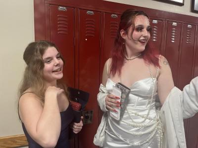 Seniors Laura Clements and Sage Kidder at Wareham High School’s Homecoming Dance on Saturday, Oct. 22.