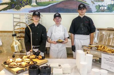 Team “Ram Dough Baby” – Senior McKenzie Greene of Falmouth and Sophomores Tucker Moloney of Sandwich and Michael Lafleur of Bourne – won third place at the burger slider competition.
