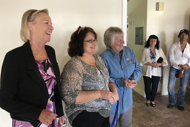 From left: State Representative Susan Williams Gifford (R-Wareham), Wareham Housing Authority Administrator Jacqueline Hickey and Community Preservation Committee Chair Sandy Slavin after the ribbon cutting. Photo by: Matthew Bernat
