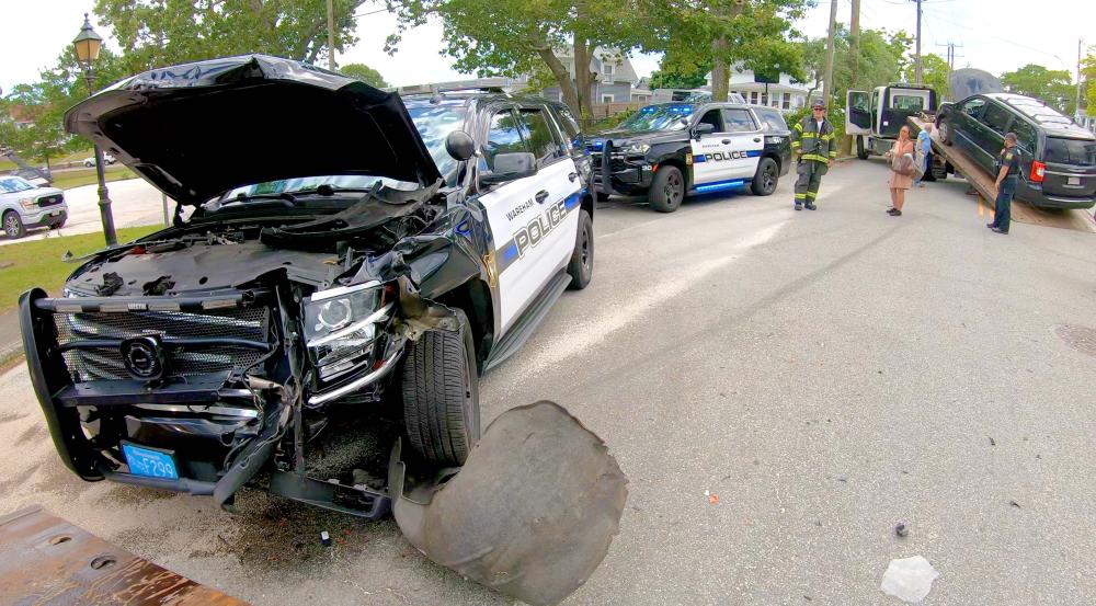 A Wareham Police Department cruiser was involved in a crash with a minivan. Source: David Curran