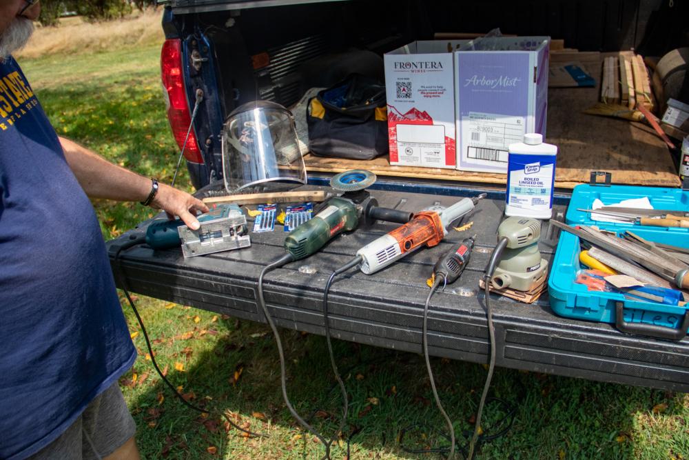 Lintala’s work bench and the tools he uses. Photo by Bobby Grady