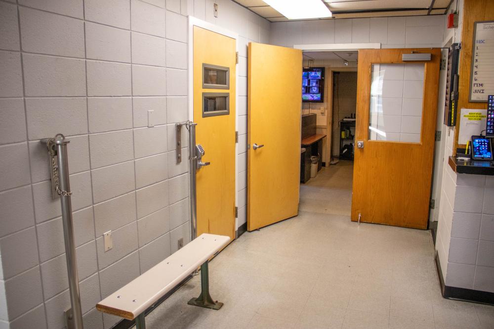 The holding area is right next to the dispatch center. none