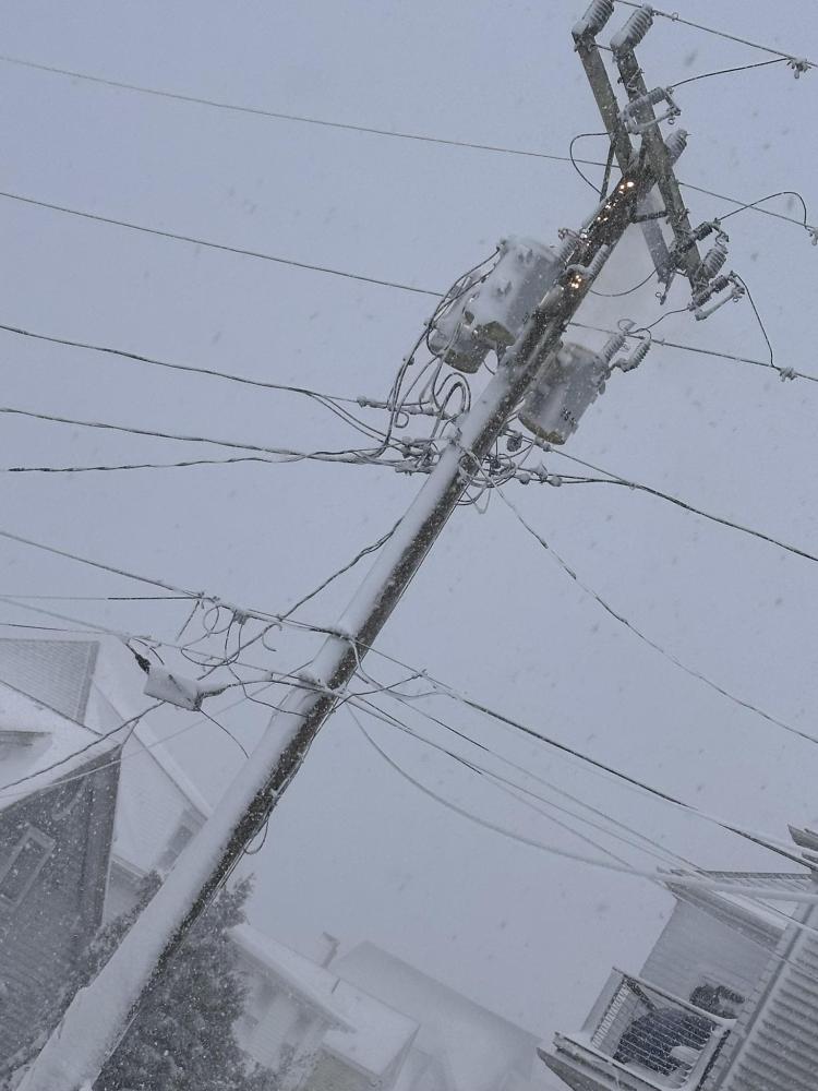 Wires spark on a utility pole on Second Street. Photo source: Nicole Robbins