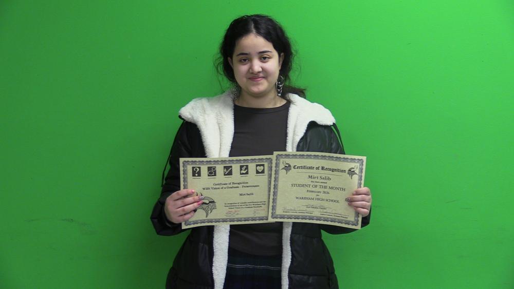 Mirt Salib is the Wareham High School February student of the month. Photo source: Wareham High School