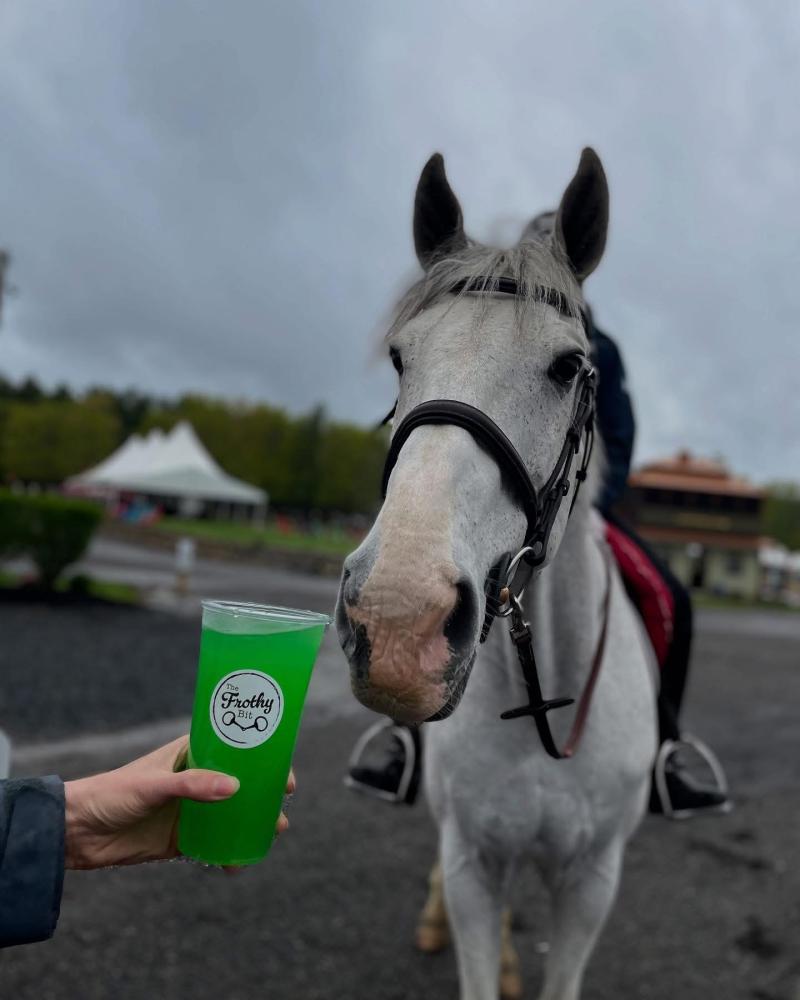 A drink and a contestant from an equestrian event the horse trailer cafe traveled to. Photo source: Frothy Bit 