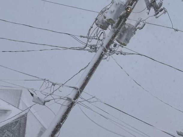 Wires spark on a utility pole on Second Street. Photo source: Nicole Robbins