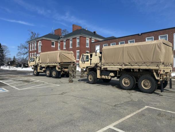 National Guard trucks outside the Multi-Service center. Photos source: Calib LaRue.