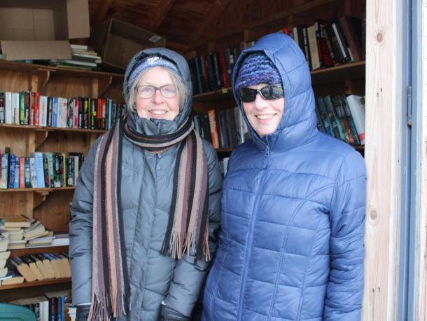 Even in the blistering cold,  Amanda Cobb and Jennifer Gady still show up. Photos by Brandy Muz