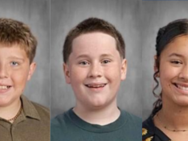 Wyatt DeCosta, Matthew Martin and Helena Roux. Photo source: Wareham Middle School
