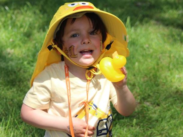 Dylan Lyons feeling ducky following the race. Photos by Brandy Muz