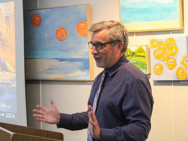 Library Director Patrick Marshall gives a closing statement that's one for the books. Photos by Brandy Muz
