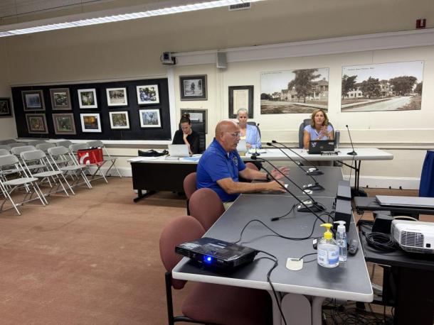 Col. Matthew Stanton pitches the idea to the Wareham School Committee. Photo by Christian Uva