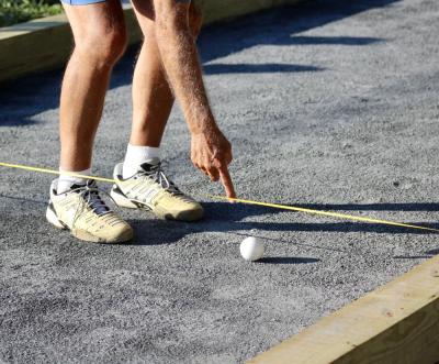 Joe Salerno points out the pallina, the small white ball.