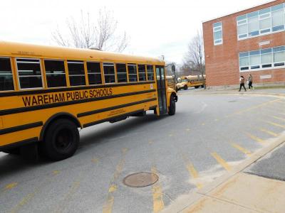 Wareham Public School bus waits for children outside of the middle school. File photo