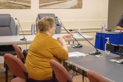 Brenda Eckstrom at the Tuesday, Oct. 21 Select Board meeting. Photo by Brandy Muz