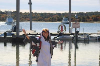 Twins! Carly Baumann poses with her fellow seagull.