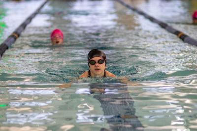 Emily Gervais, 8, of Fairhaven reaches the end of a lap. none