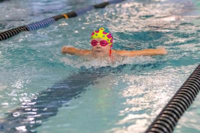 Elle Prieur, 8, of Rochester races to beat Molly Beson, 8, of Rochester. none